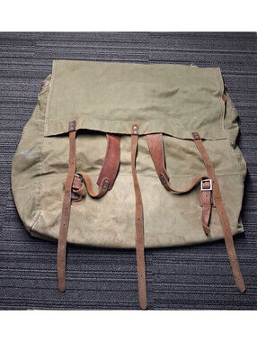 Vintage Portage Pack Co Canvas Leather Canoe Pack Backpack Large USA Made